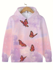 Dreamy Butterfly Sky Hooded Sweatshirt Girls Sweet Hoodies Pullover