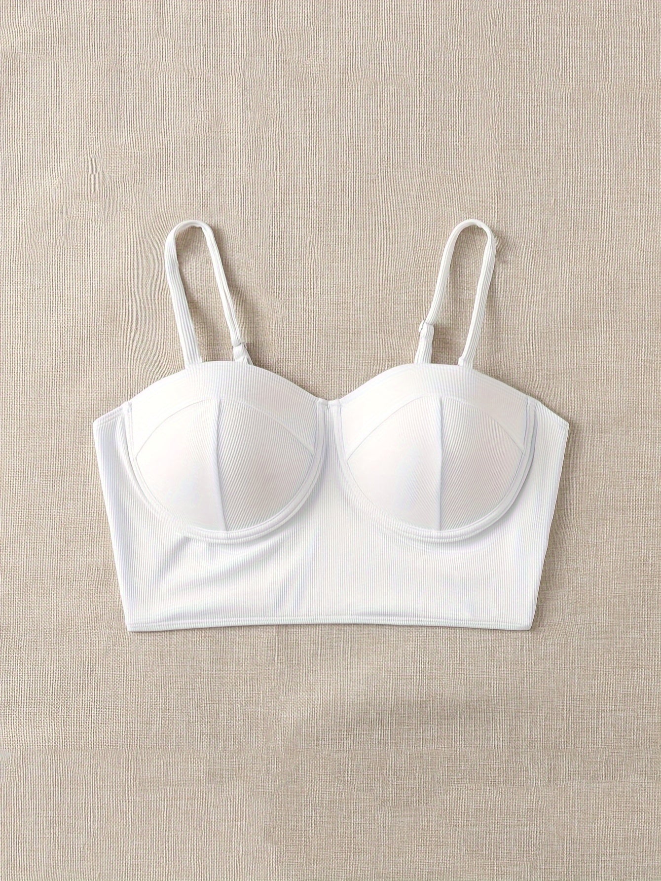 Ribbed Backless Stretch Bikini Top
