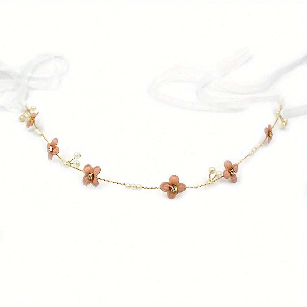 Rhinestone Flower Pearl Head Piece Bridal Wedding Hair Accessory