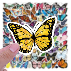 100pcs Butterfly Doodle Waterproof Stickers for Laptop Luggage