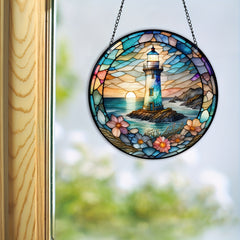Lighthouse Stained Glass Sun Catcher Hanging Art Decoration
