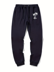 Palm Tree Pattern Casual Stretch Joggers Men's Sweatpants