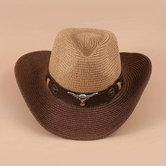 Cattel Head Western Cowboy Hat With Big Cow Head Leather Belt Gift For Men