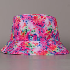 Rose Red Reversible Bucket Hat - Ink Print Lightweight Sun Fisherman Cap