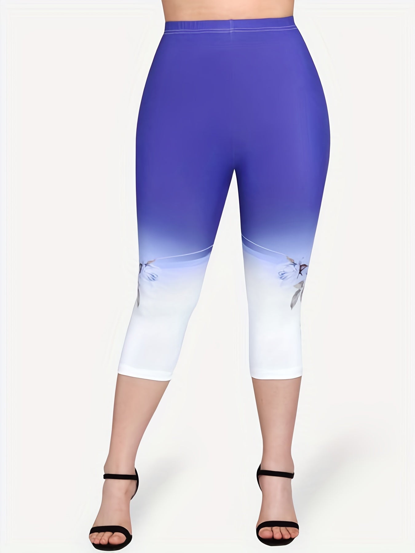 Floral Print Skinny Crop Leggings Women's Casual Leggings