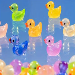 30 Mini Glow Dark Yellow Duck Toys DIY Decorative Ducks Garden Party Supplies