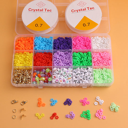 Colorful Beads Set with Elastic Threads and Tweezers