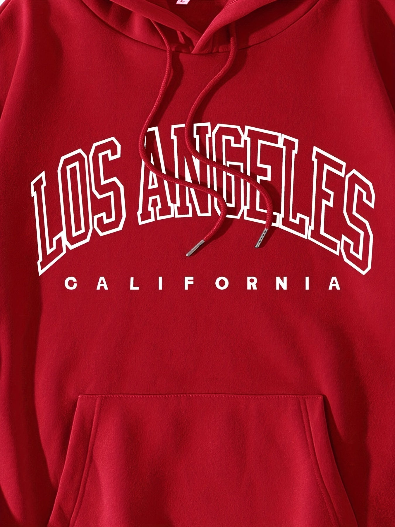 LA Print Hoodie Kangaroo Pocket Long Sleeve Hooded Sweatshirt Women