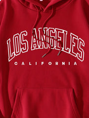 LA Print Hoodie Kangaroo Pocket Long Sleeve Hooded Sweatshirt Women