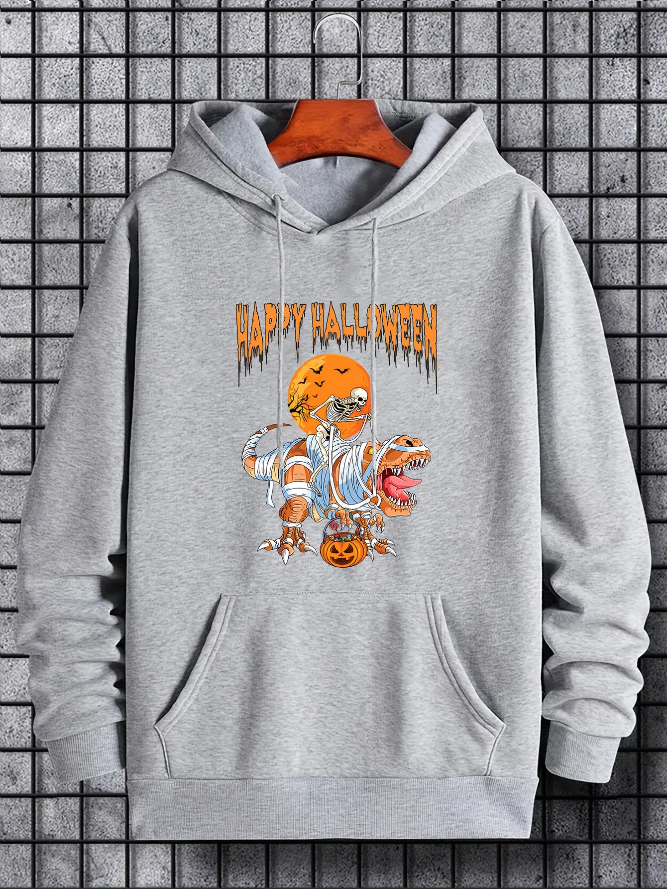 Men's Halloween Dino Hoodie Casual Sweatshirt for Outdoor