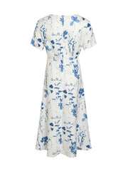 Floral V Neck Dress Short Sleeve Casual Summer Women's Clothing