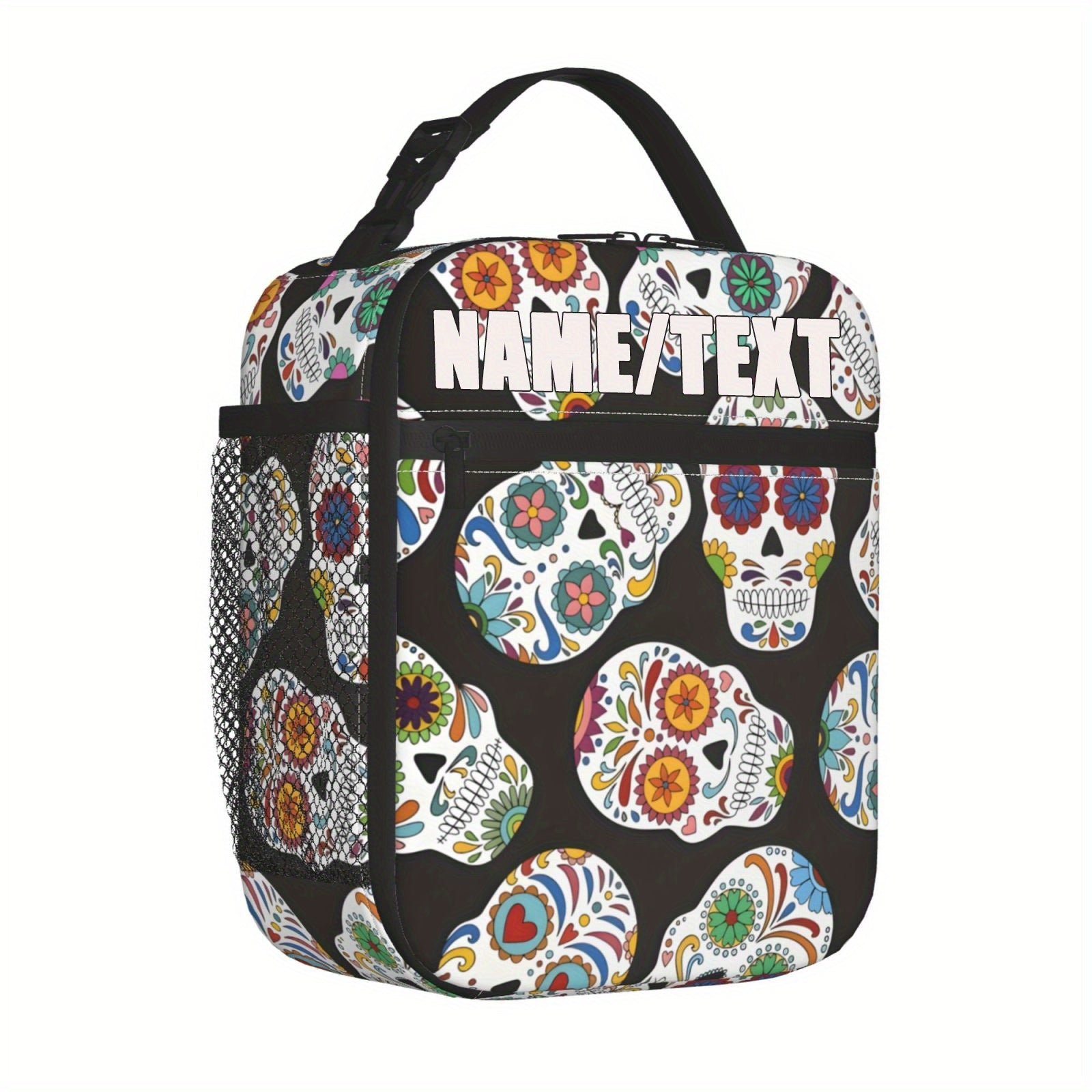 Personalized Sugar Skull Lunch Bag Insulated Leakproof Thermal High Capacity