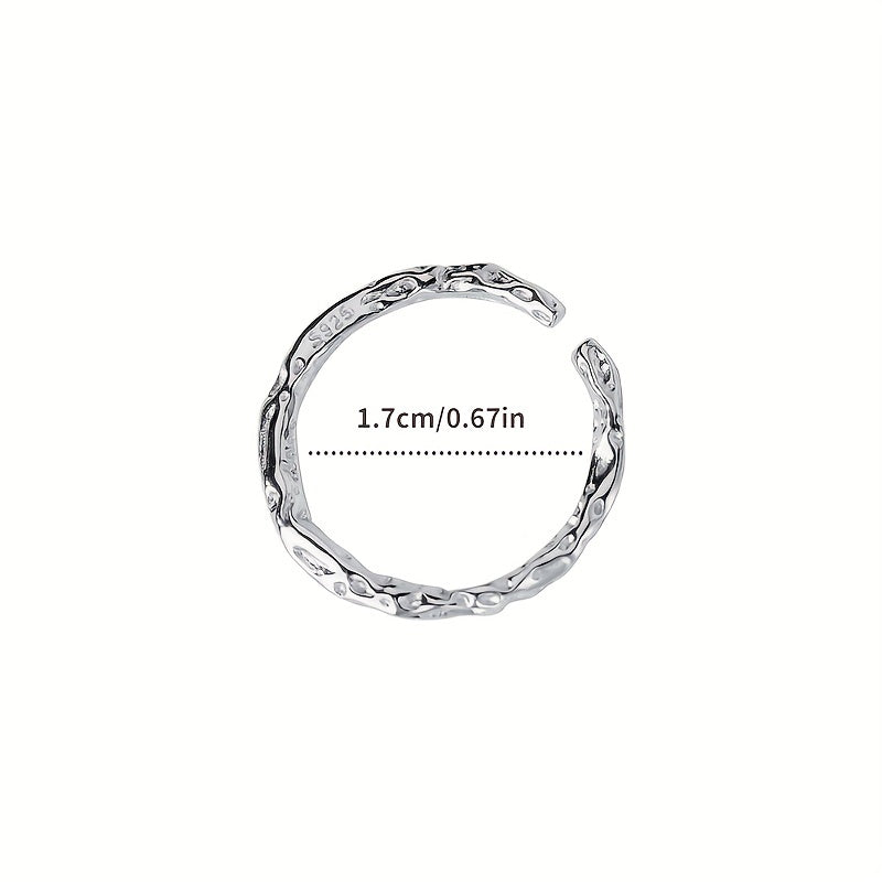 S925 Silver Sugar Paper Textured Circle Ring Silver/Gold Open Ring