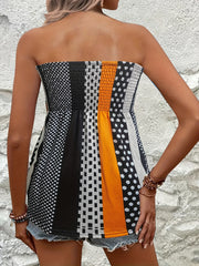 Geometric Colorblock Tube Top Sleeveless Summer Top