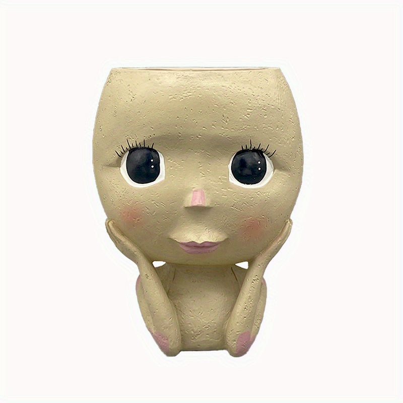 Cute Big Eyed Girl Flower Pot for Succulents