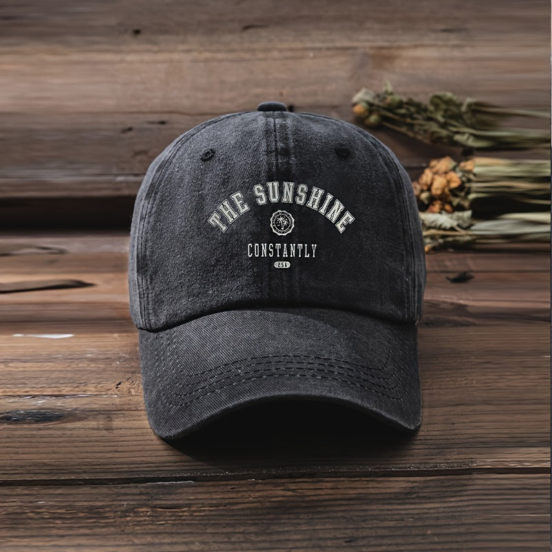 Sunshine Print Baseball Cap Vintage Washed Distressed Casual Cotton Dad Hats