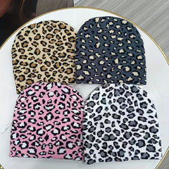 Sport Knit Beanie Hat Leopard Jacquard Autumn Winter Warm Ski Cold Hat