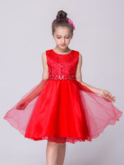 Rhinestone Waistband Sleeveless Formal Dress For Wedding Flower Girl