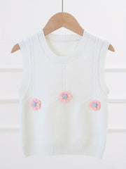 Girls' Knit Vest Flower Decor Sweater Pullover for Autumn/Winter