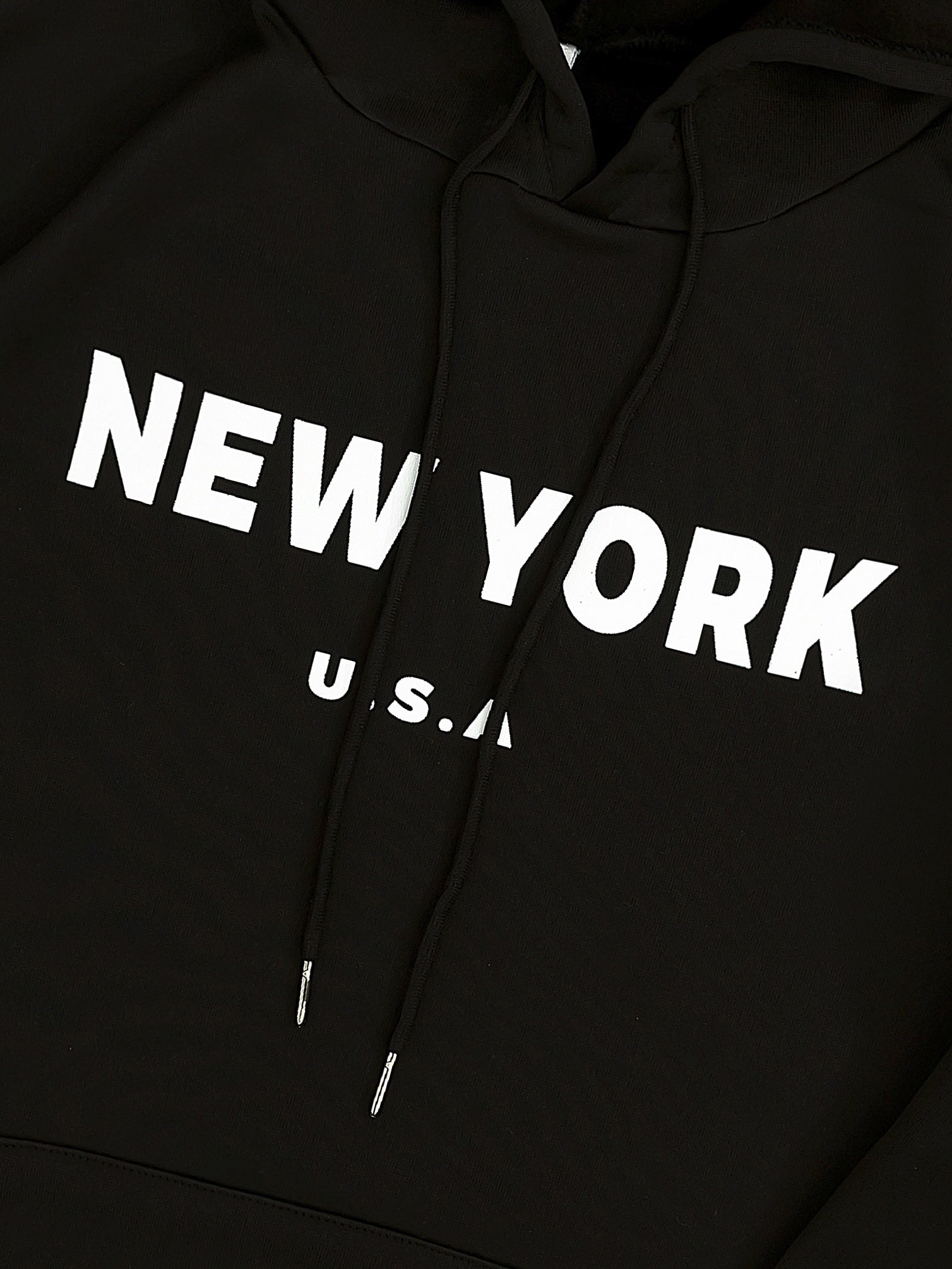 Letter Print Drawstring Hooded Shirt Long Sleeve Pullover Sweatshirt