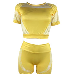 Sporty Matching 2pc Set Crop T-shirt & Shorts Outfits Women's Clothing