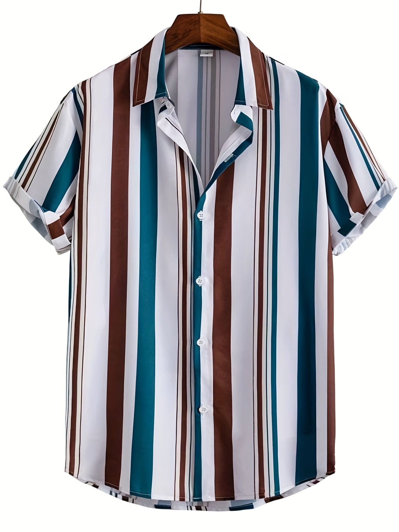 Vertical Stripe Pattern Men s Casual Short Sleeve Shirt For Summer