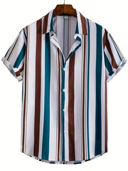 Vertical Stripe Pattern Men s Casual Short Sleeve Shirt For Summer
