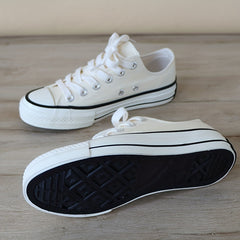 Women's Canvas Lace Up Flat Shoes Low Round Toe Casual Outdoor Sporty Shoes