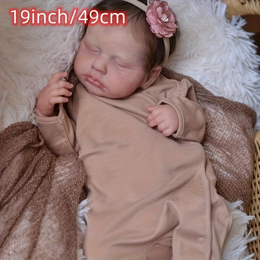19" Full Vinyl Reborn Dolls Sleeping Soft Touch 3D Skin Doll Can Bath