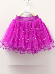 Girls Solid Tutu Skirt for Dance Performance Party