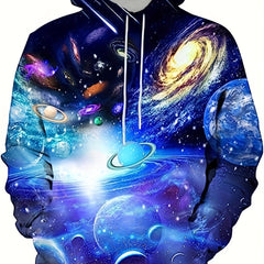 Universe Planet 3D Print Hoodie Men Autumn Winter