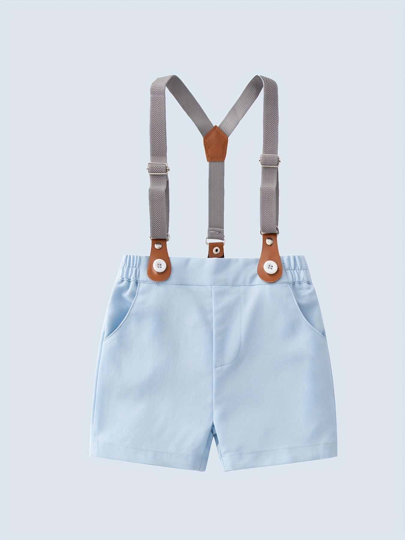 Baby Boy Gentleman Style 2-Piece Set Bow Tie & Suspender Shorts