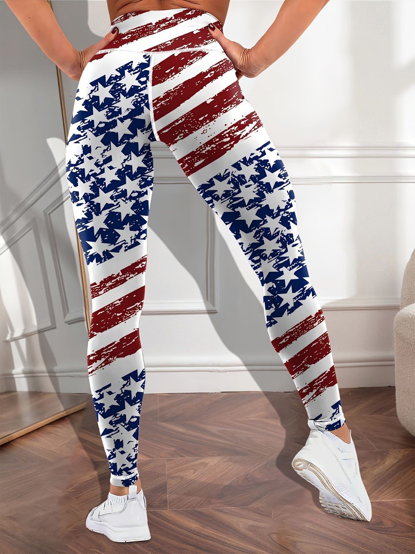 American Flag High Waist Yoga Pants Stretch Leggings Activewear