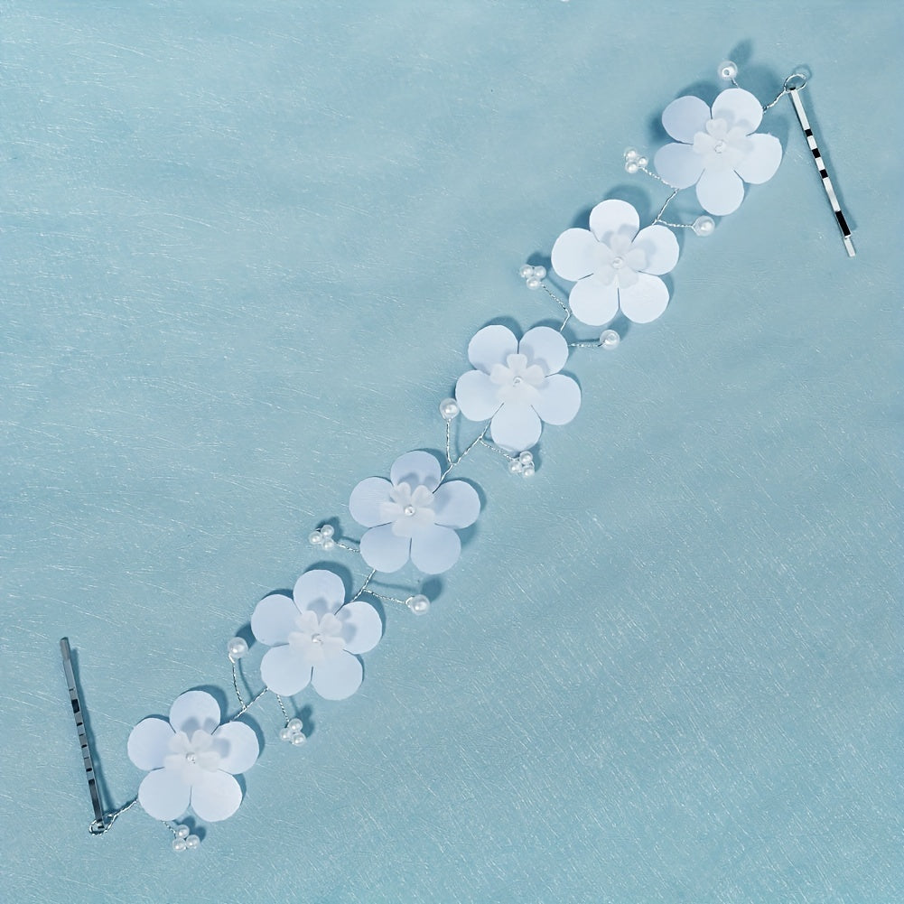 Flower Double Side Hair Clip Bobby Pin With Beads Head Jewelry