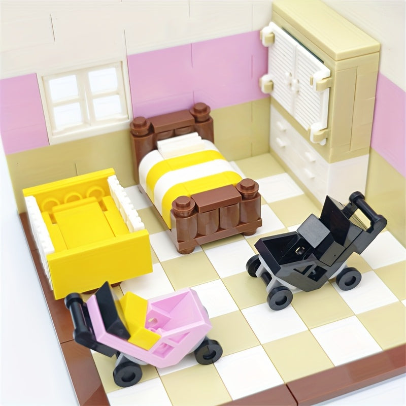 Children's Car Bed with Wardrobe, Trolley, Building Blocks Toy