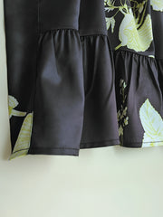 Satin Floral Nightgown with Ruffle Trim