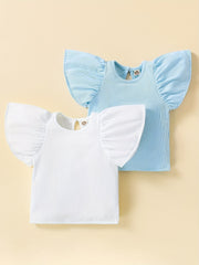 2 Baby Girl's Flutter Sleeve Tops Summer T shirts