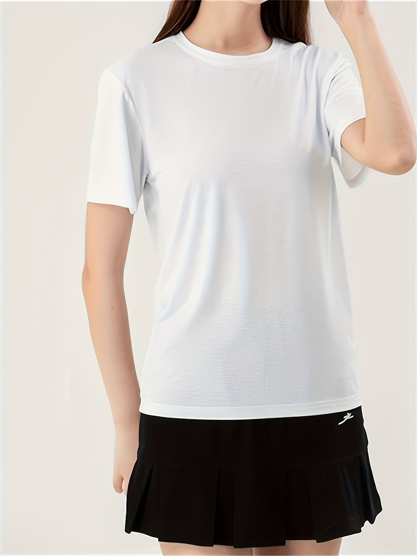 Solid Crew Neck Short Sleeve T shirts Quick Drying Moisture Wicking Breathable