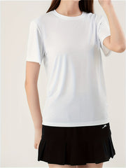 Solid Crew Neck Short Sleeve T shirts Quick Drying Moisture Wicking Breathable