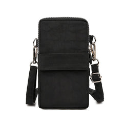 Women's Small Phone Bag with Letter Patch Zipper Cross Body Nylon Shoulder Bag