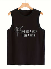 Dandelion & Letter Pattern Sports Vest Sleeveless Top