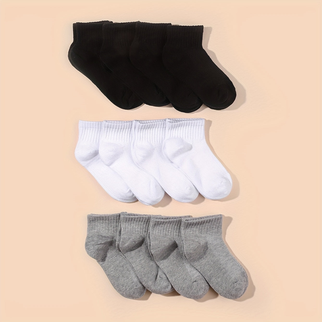 12 Pairs Kids Breathable Short Socks for Daily Wear