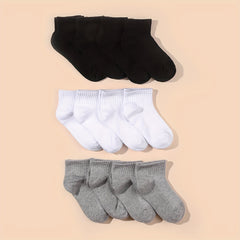 12 Pairs Solid Crew Socks for Boys Girls