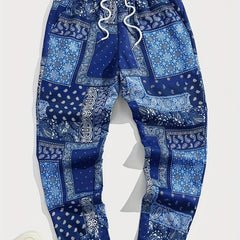 Paisley Bandana Pattern Drawstring Sweatpants Loose Fit Pants