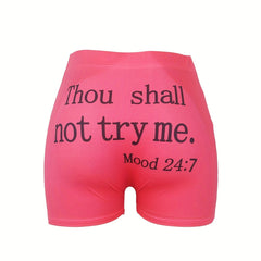 Letter Print Skinny Shorts Yoga Casual Summer Shorts