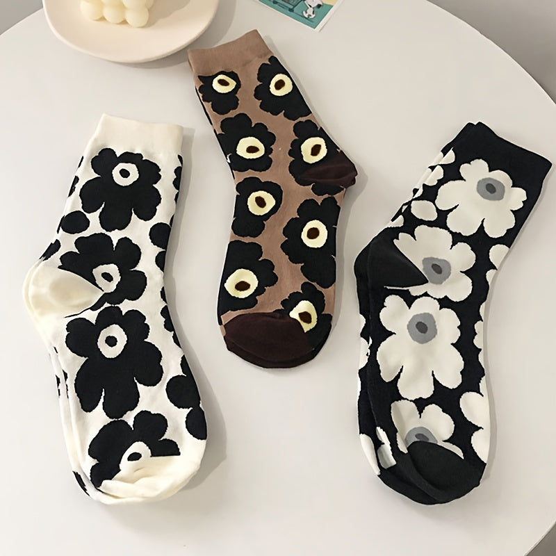 Floral Print Socks Mid Tube Women's Stockings