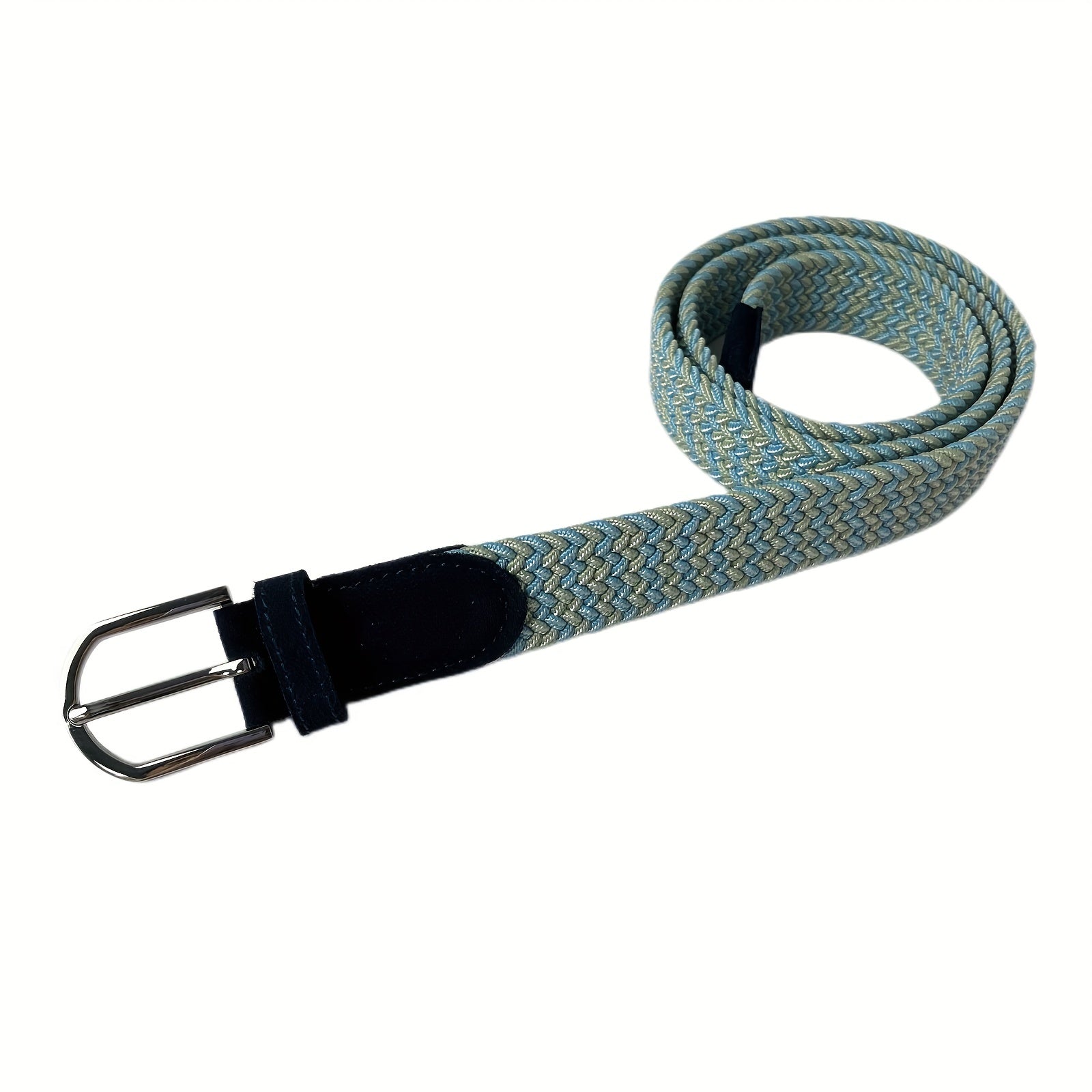 Elastic Braided Belt Pin Buckle Stretch Belt Canvas Waistband