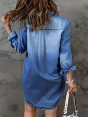 Women's Denim Shirt Long Sleeves Single Breasted Button Lapel