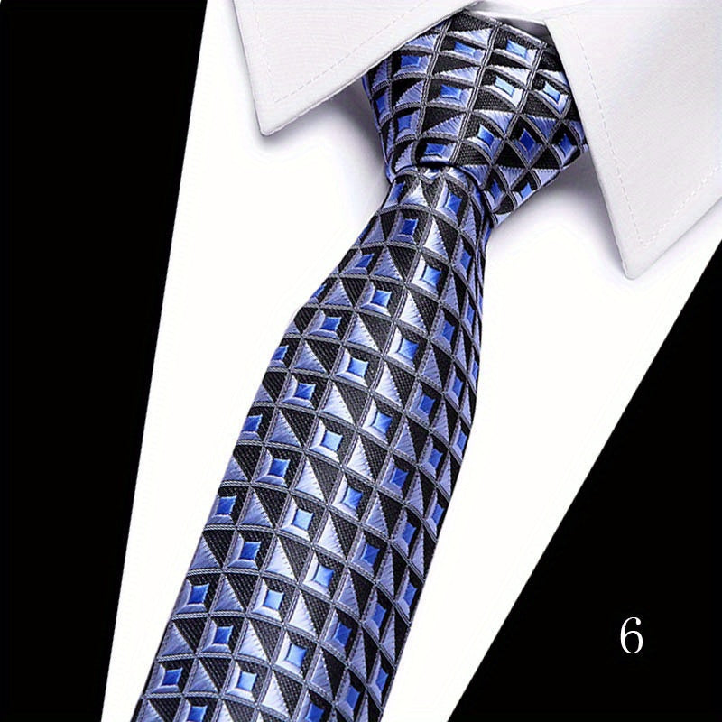 7 Men's Formal Polyester Silk Tie Checkered Necktie
