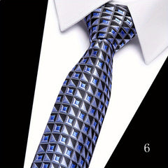7 Men's Formal Polyester Silk Tie Checkered Necktie